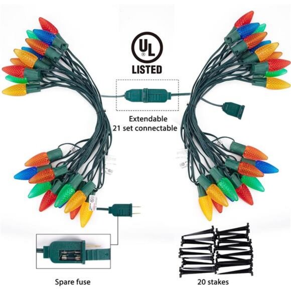 Christmas Pathway Lights Outdoor, 25.7 Feet 20 LED C9 Strawberry Walkway Lights - Picture 4 of 7